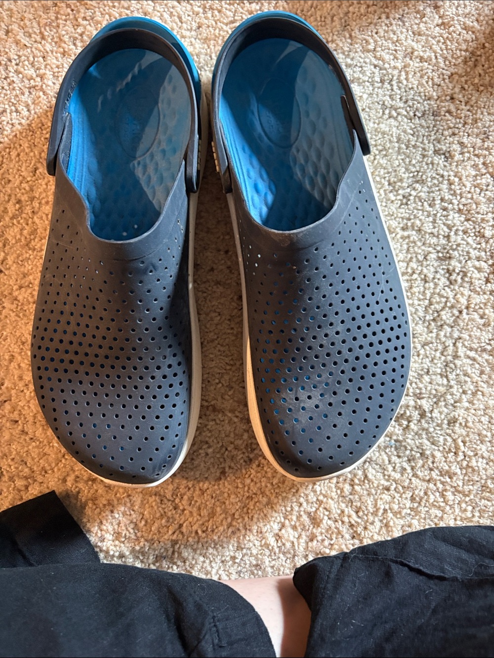 Men's Slip-On Perforated Comfort Clogs - Black with Blue Insole